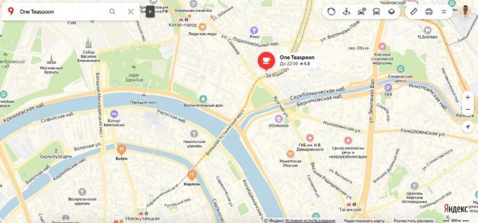 Lontano dalla metropolitana. Screenshot Yandex. carta