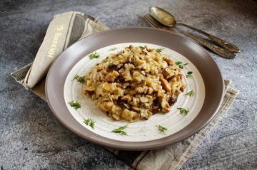 Risotto con funghi e pollo