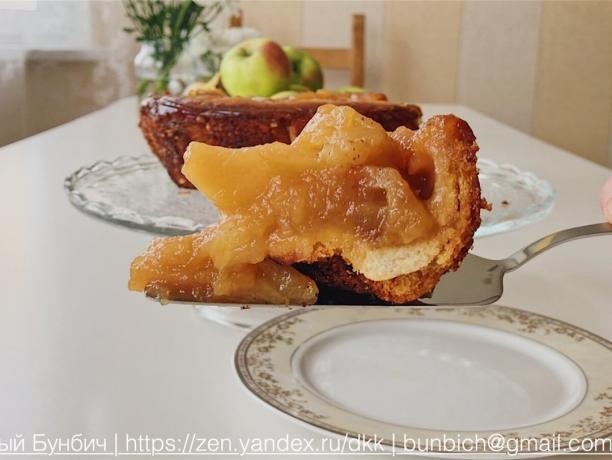 Un pezzo di torta di mele e pane. Charlotte in tedesco